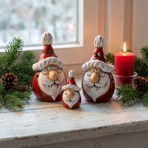 Artículo Bonita figura de Papá Noel de cerámica, roja y blanca, 10 cm - decoración navideña perfecta - 4 piezas