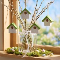 Artículo Decoración colgante decoración de primavera decoración de casita para pájaros caja nido 6,5 cm 8 piezas