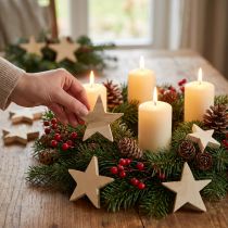 Artículo Decoración dispersa Estrellas navideñas Estrellas de madera natural Ø5,5cm 12 piezas