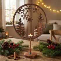 Artículo Anillo decorativo Navidad Invierno base portavelas bosque Ø37,5cm