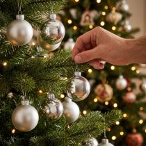 Artículo Bolas navideñas bola de cristal plateada mate/brillante Ø4cm 60 piezas