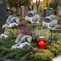 Artículo Decoración de tumba tapón decorativo ángel tumba ángel en palo 6cm 4 piezas