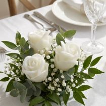 Artículo Rosas artificiales rosas de cera blanca rosas decorativas cera Ø6cm 18 piezas