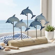 Artículo Delfines para ambientar, decoración marina, decoración marítima de metal H24.5cm L32.5cm