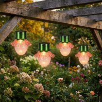Artículo Lámpara solar colgante LED con forma de flor, Ø11,5 cm, 4 unidades