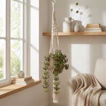 Artículo Cesta colgante de macramé para maceta Ø18–19cm crema Al.85cm
