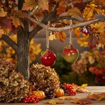 Artículo Manzana de cerámica decorativa de otoño para colgar, 5 cm, 4 unidades