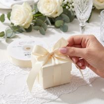 Artículo Cinta de regalo y cinta decorativa cinta tafetán crema 25mm 50m