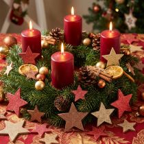 Artículo Decoración de mesa estrellas madera Navidad 3 colores Ø3–5cm 48 piezas