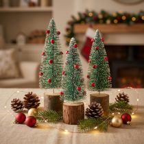 Artículo Árbol de navidad verde nevado Ø6cm H20cm 4pcs