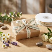 Artículo Cinta de regalo cinta decorativa algodón crema naturaleza 15mm 20m