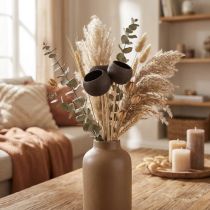 Artículo Campanas decorativas de flores secas con tallo negro 44cm 3 piezas