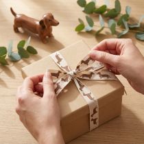 Artículo Cinta de regalo con motivo de perro salchicha para manualidades y bricolaje, 15 mm x 18 m