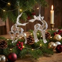 Artículo Decoración de árbol de Navidad ciervo figura decorativa acrílico 12,5/15cm 2 piezas