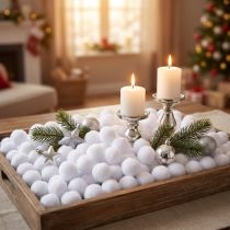 Artículo Mini bolas de nieve decorativas blancas de Ø2 cm, 320 unidades, 4 bolsas