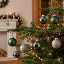 Artículo Bolas de Navidad árbol verde gris bolas de cristal Ø6cm 24 uds