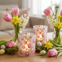 Artículo Elegante farolero con motivo de tulipán para una decoración primaveral atmosférica, 12,5 cm, 2 piezas.