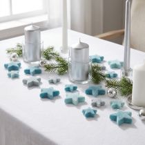 Artículo Estrellas decorativas flocadas para decoración dispersa azul Ø4/5cm 40 uds