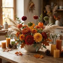Artículo Mini calabaza decorativa en palo, decoración otoñal, 6 colores, Ø4cm, 18 unidades