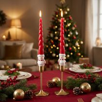 Artículo Vela cónica muñeco de nieve navidad rojo 26cm 2uds