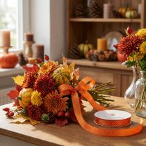 Artículo Cinta de regalo decorativa de puntos naranja 10 mm 25 m