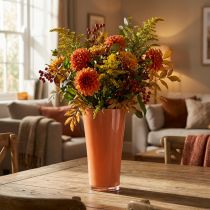 Artículo Jarrón de flores naranjas, jarrón decorativo Fizzy Siena, Ø20cm, H35cm