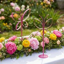 Artículo Soporte decorativo de metal mariposa oro fucsia H29cm 2 piezas