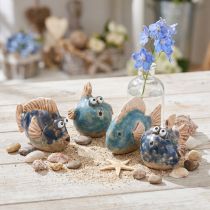 Artículo Peces pequeños divertido adorno cerámico azul surtido 6-9cm 4uds