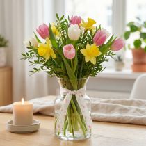 Artículo Cinta de regalo con estampado de tulipanes, creativa para ocasiones especiales y decoración de temporada, 2,5 cm de ancho, 18 m de largo.