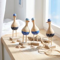 Artículo Gaviotas decorativas marítimas de madera azul azul oscuro Al.14cm 6 piezas