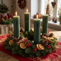 Artículo Velas de color sólido Vela cónica verde rústica para iluminación ambiental y decoración festiva 300 mm Ø50 mm 4 piezas