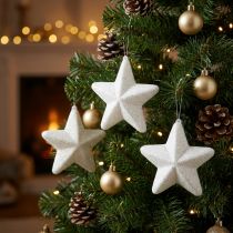 Artículo Estrella blanca con purpurina 11,5cm