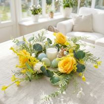 Artículo Corona de flores artificiales Corona de flores artificiales amarillo blanco 42cm