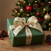 Artículo Cinta de regalo Reno navideño crema marrón B25 L18m
