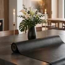 Artículo Tela decorativa negra polipiel cuero negro 33cm×1,35m