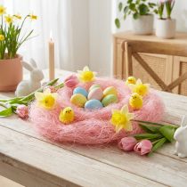 Artículo Hierba de sisal para manualidades, material artesanal material natural rosa 300g