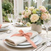 Artículo Cinta de terciopelo rosa salmón, cinta de regalo, cinta decorativa, 15 mm, 7 m