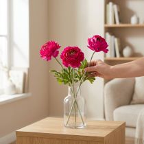 Artículo Ranúnculo artificial como flor individual para un diseño interior atemporal y versátil, 51 cm, 3 piezas