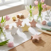 Artículo Estrellas de madera Rosa, blanco y amarillo Ø3cm 9uds