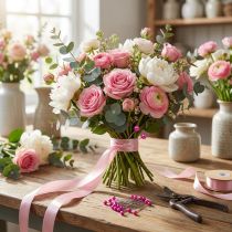 Artículo Alfileres de floristería con cabeza de perla, color rosa, Ø4 mm, 40 mm, 150 unidades