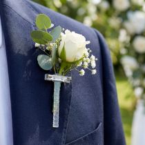 Artículo Pines de solapa de boda transparentes/plateados 5 cm 50 piezas