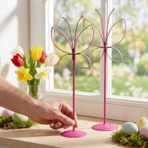 Artículo Mariposa Decoración de Metal Primavera Fucsia Dorado H35cm 2 piezas
