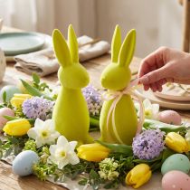 Artículo Conejitos de Pascua flocados amarillo-verde – 2.ª opción – 8×10×29 cm 2 piezas