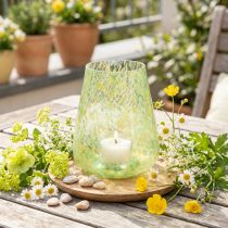 Artículo Portavelas farol de cristal amarillo verde Ø12cm H14,5cm