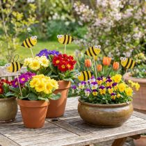 Artículo Decoración de primavera tapón de flor decoración de abeja de madera 7cm 12uds