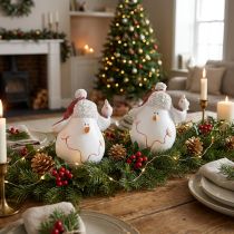 Artículo Decoración de mesa decoración navideña muñeco de nieve con sombrero H13cm 2 piezas