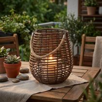 Artículo Linterna decorativa, decoración de velas con asa, linterna en cesta Ø23cm H27cm