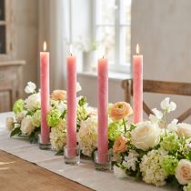 Artículo Velas de palo teñidas de rosa 34mm x 300mm 4 piezas