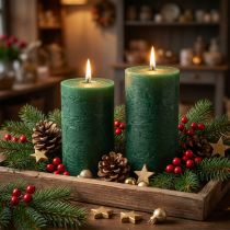 Artículo Velas lisas verde oscuro 85x120mm 2uds