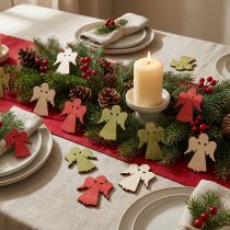 Artículo Decoración dispersa Navidad ángel de madera rojo verde natural 5x3,5cm 48 piezas